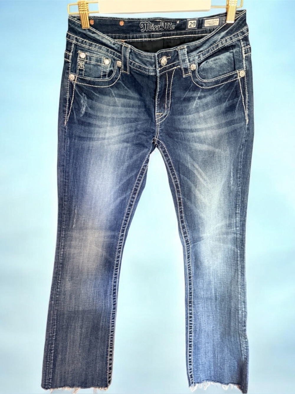 Miss Me Signature Rise Boot Blue Washed Leg Jeans Sz. 29